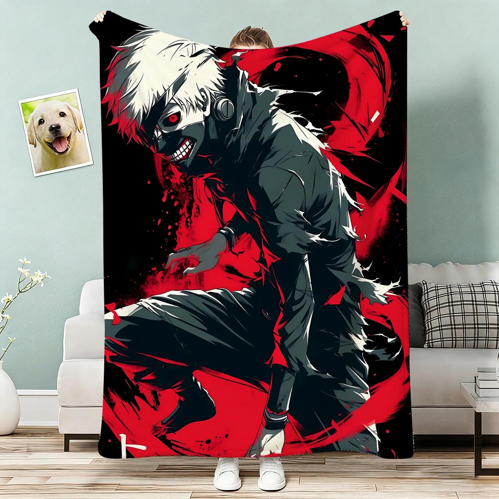 Anime tokyo ghoul Throw Lightweight 240g Flannel Blanket Soft Skin-friendly for Summer Cooling 75x90cm