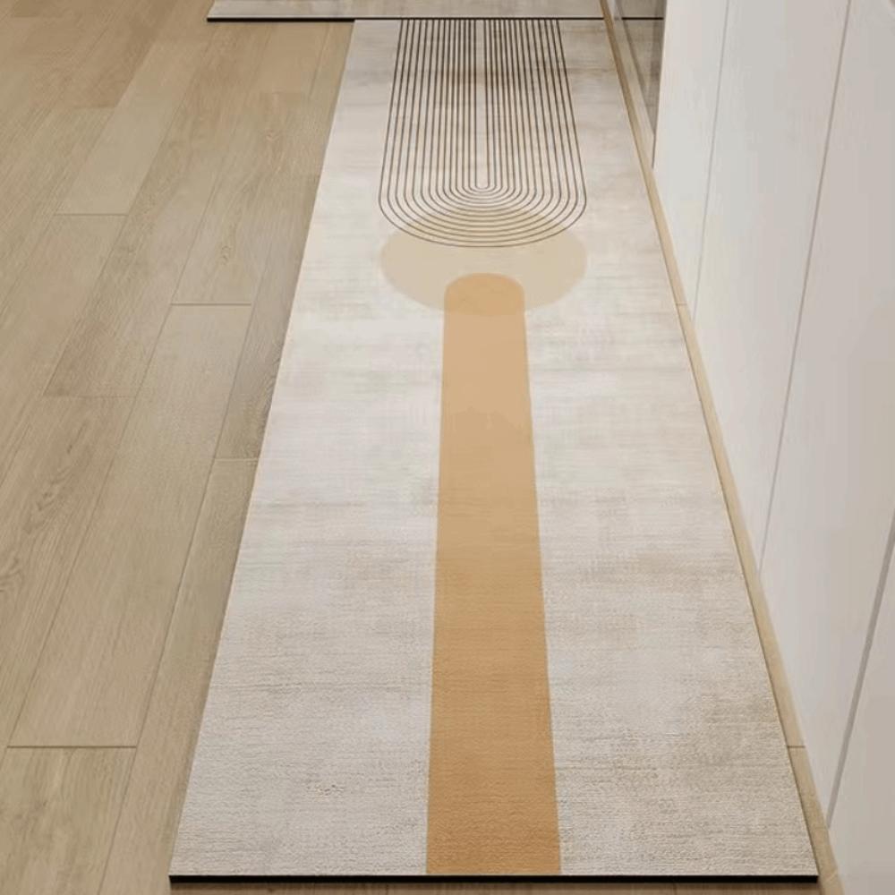 Practical Geometry Pattern Kitchen Floor Mat Extended Absorbent Kitchen Carpet Rectangular Thickened Doormat Corridor