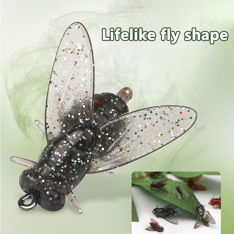 Kit 10 Mosche da Pesca a Mosca Esche in Gomma per Pesca a Mosca Esche Realistiche in Plastica Morbida Ami con Ardiglione Per Persico Trota Salmone