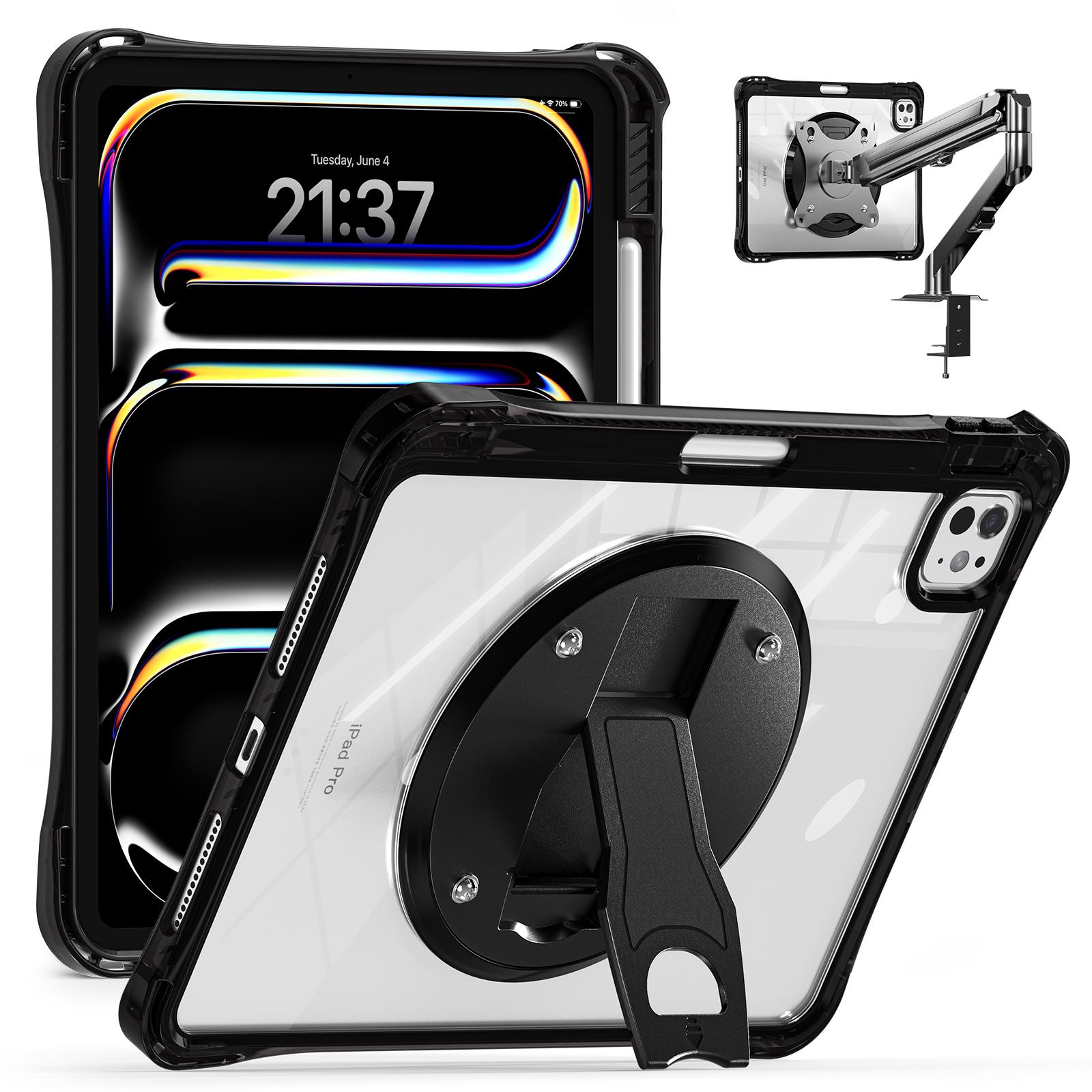 

For iPad Pro 11 (2024) Clear Case PC+TPU+Acrylic Kickstand Tablet Back Cover A