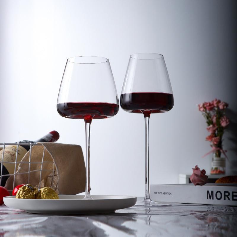 Collection Level Handmade Red Wine Glass Ultra-Thin Crystal Burgundy Bordeaux Goblet Art Big Belly Tasting Cup