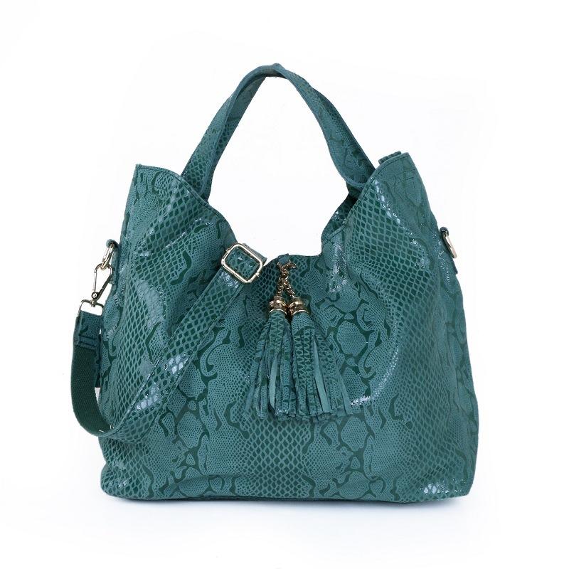 Bag Snake Pattern Women'S Bag Shoulder Bag Crossbody Handbag First Layer Cowhide Tote Bag