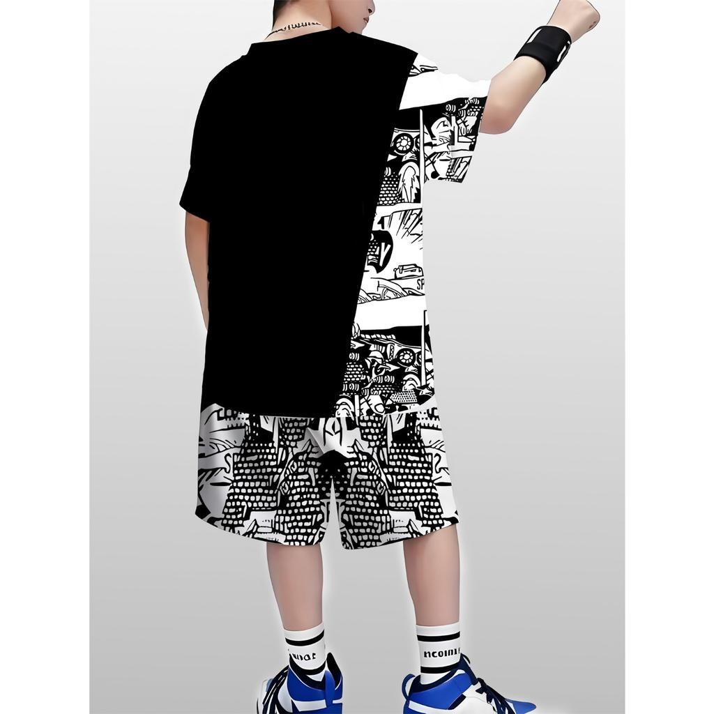 Summer 2026 Bestseller Youthful  Energetic Street Casual 3D Letter Pattern Printed Comfortable Children's Set