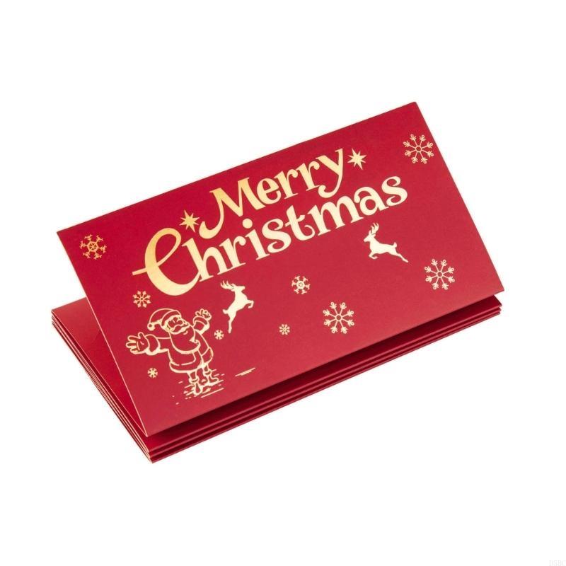 Christmas Gifts Card Holder With 6 Slots Gold Embossing Santa Themed Designs Paper Red Envelope For Celebration