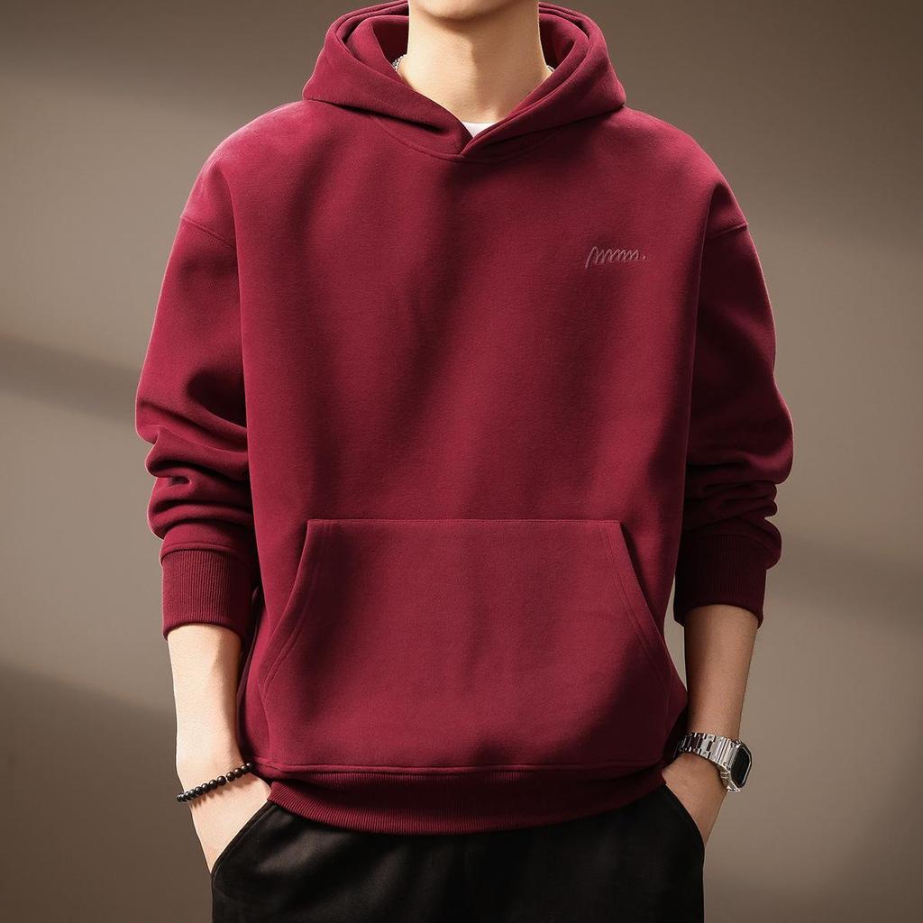 Herren Hoodie mit schwerem Stoff 420g, bestickt mit amerikanischem Buchstaben - Herbst/Winter Neuer Stil, lockere Passform