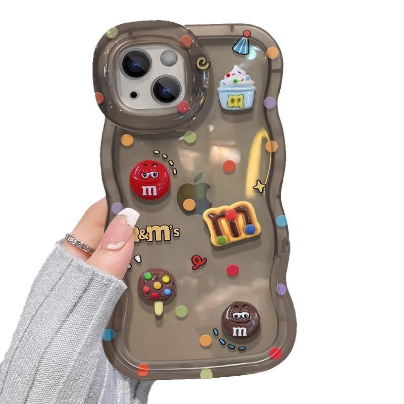 Applicable to Apple 15Pro mobile phone case silicone vivo three-dimensional M bean doll Huawei P60 dual bracket oppo/Xiaomi