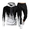 Mens Casual Sport Hoodie Pants Set 3D Printed Long Sleeve Top Joggers Outfit