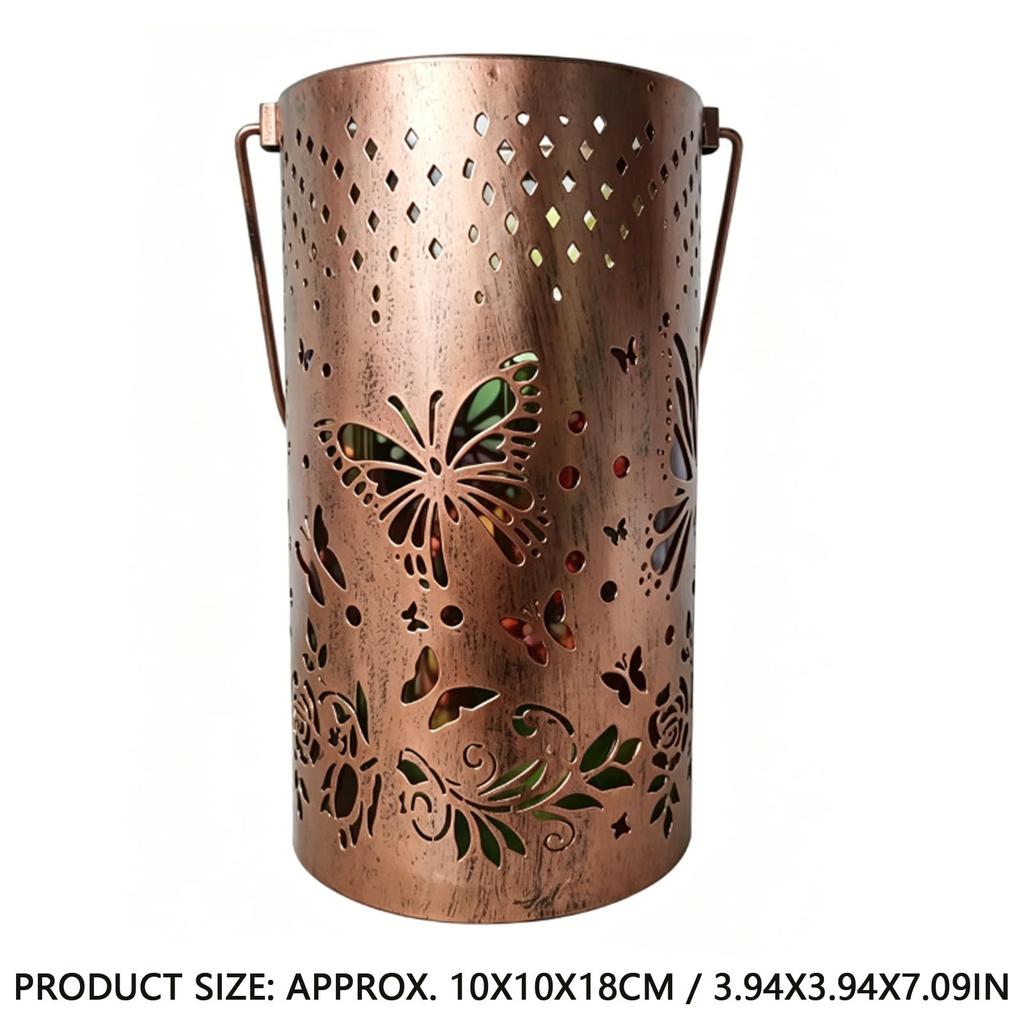 Solar Lantern Outdoor LED Hanging Solar Light Hollowed Out Garden Decor Outside for Patio Yard Porch Iron