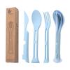 1 Sets Wheat Straw Portable Knife, Fork, Spoon Set for Home Outdoor Fresh Three Piece Set for Travel Folding Wheat Tableware