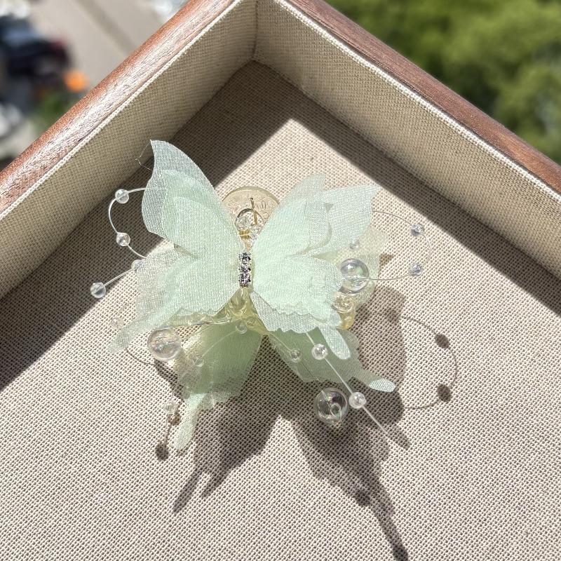 Organza Butterfly Claw Clips for Women Sparkly Beaded Hair Clamps,Prom Wedding Daily Hair Accessories Girl Hair Accessoires