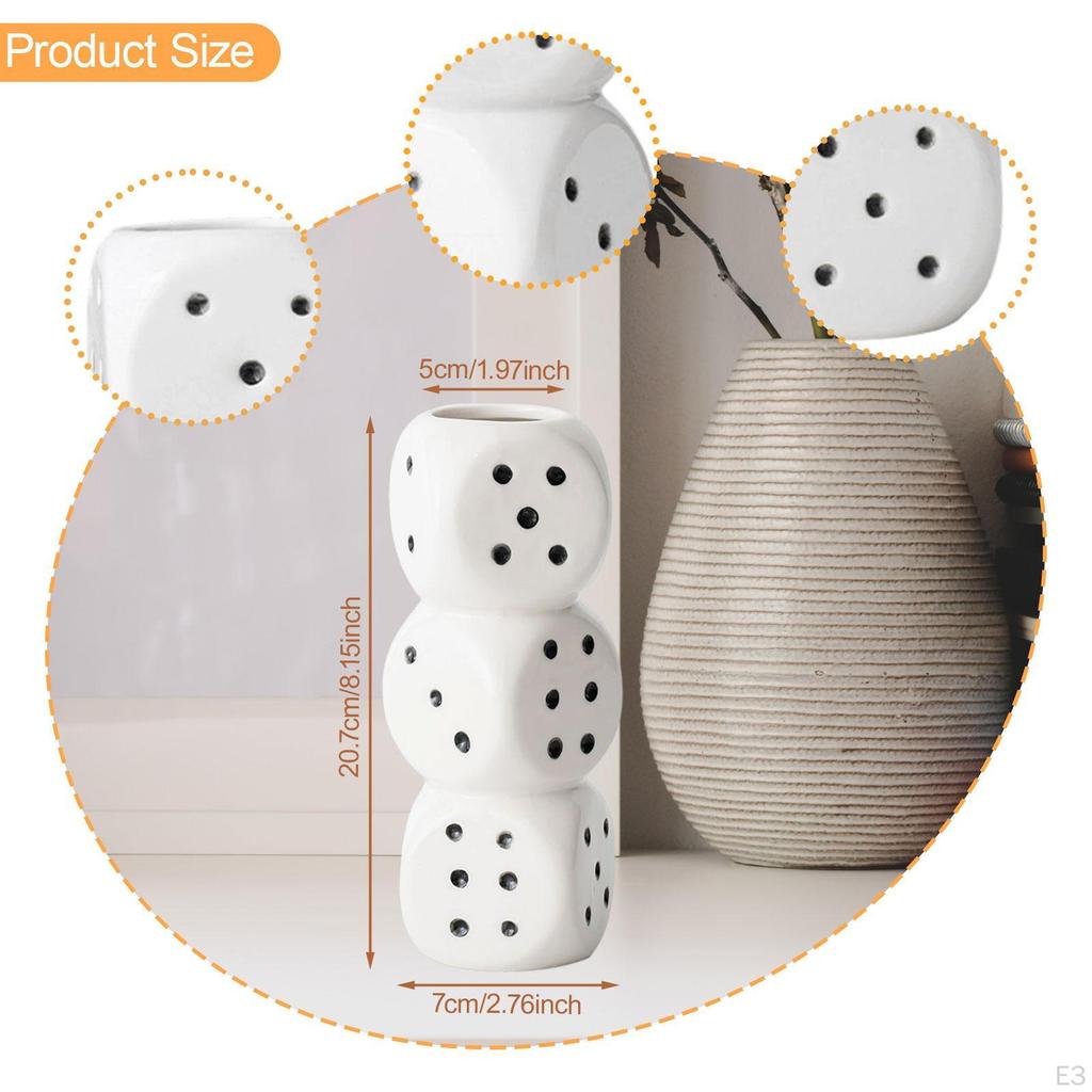 Ceramic Dice Vase Decor Flower for Cafe Office Balcony Entryway