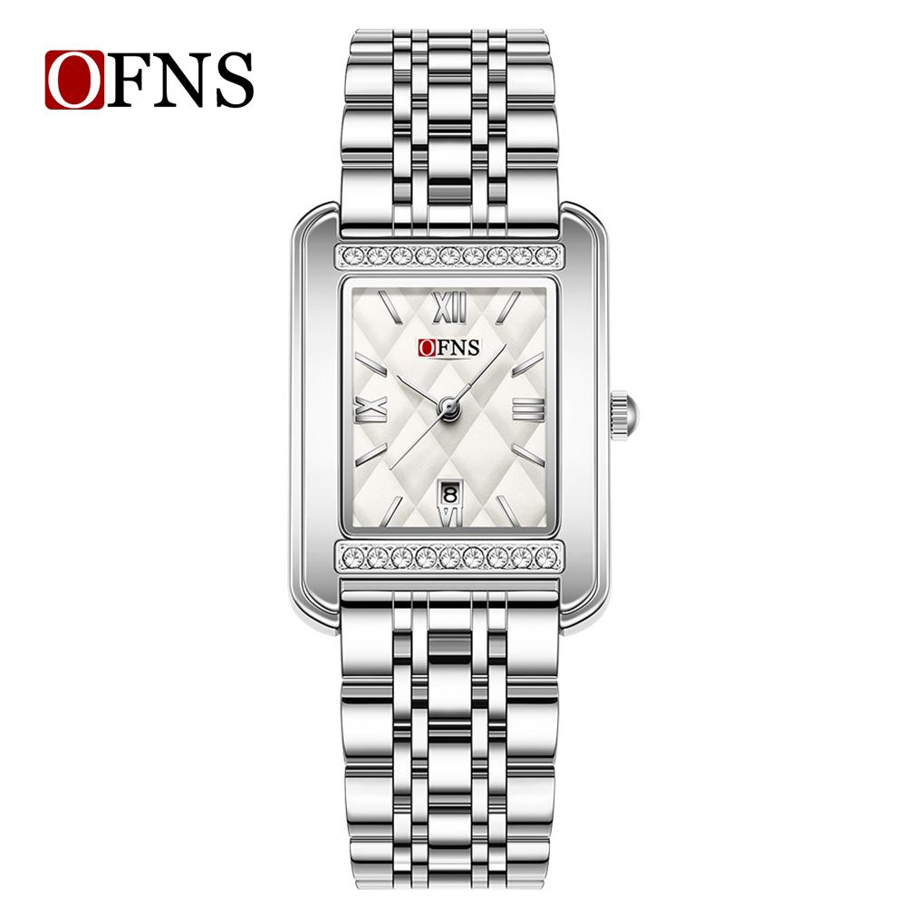 Women's Quartz Watch with Diamond Pattern Dial Stainless Steel Strap Waterproof Calendar Women Watch
