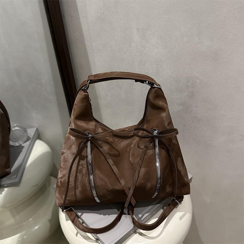Retro Backpack Soft Leather Tote Bag Bow New Trendy Fashion Casual Large Capacity Shoulder Bag