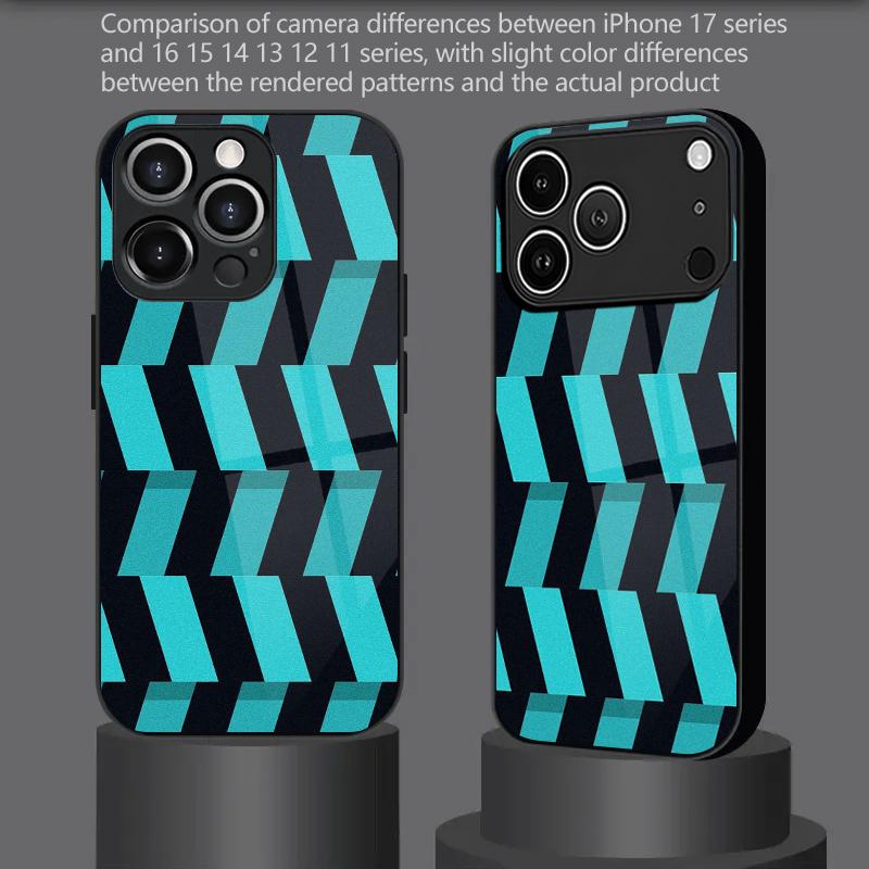 Blue Diagonal Pattern 2D Phone Case for iPhone 17 16 15 14 13 12 11 X XR XS Max Pro 8 Plus - Glass Protective Cover