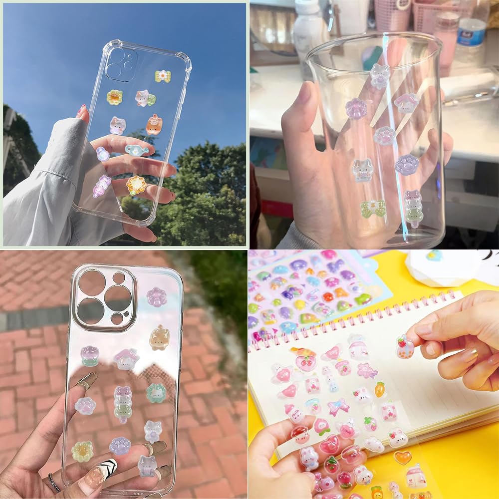 ZKLPIU Cute 10-Piece 3D Reward Puffy Deco Stickers Water Bottle Smartphone Case Notebook Album 10 Styles 10 Sheets