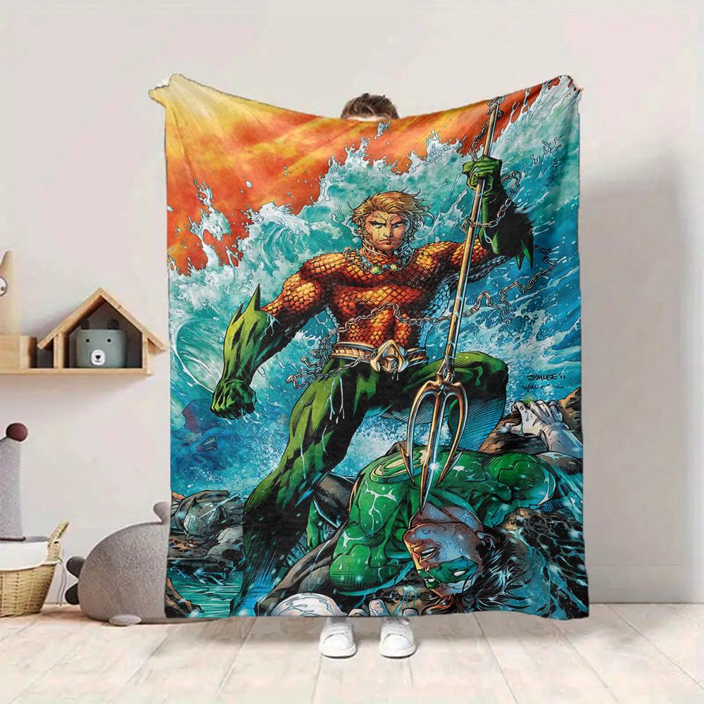 1pc Aquaman, Trident Flannel Throw Blanket Soft, Warm & Cozy for Couch, Bed, Office, and Travel Versatile All Season Gift, Christmas Present