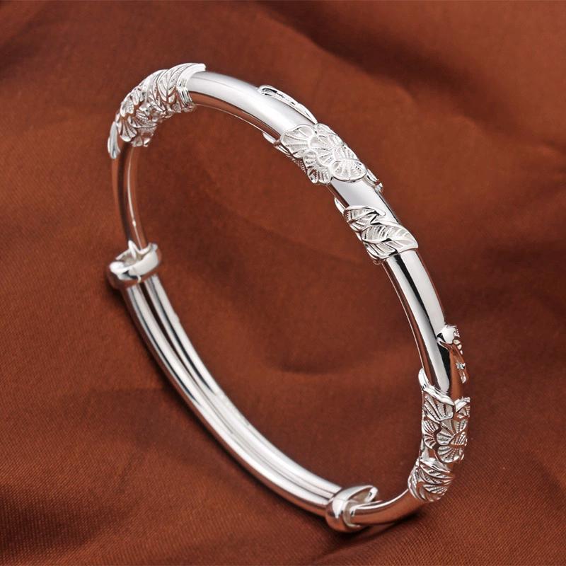 Charms 925 Sterling Silver Bracelets for Women Luxury Original Adjustable Twisted Woven Bangle Bracelet Party Wedding Jewelry
