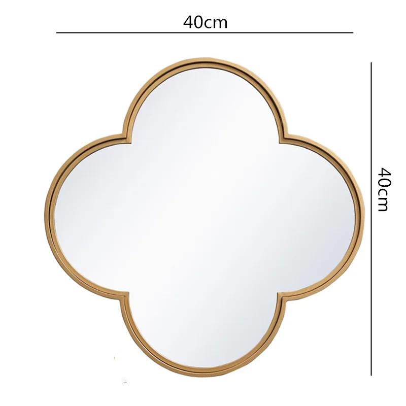 Glass Mirror Golden Border Geometric Plum Flower Pattern Background Wall Hanging Art Mirror Wall Decoration Home Decoration