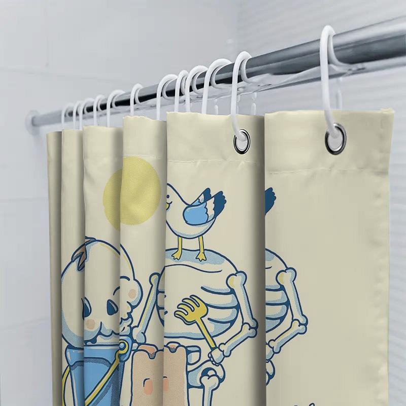 Unframed Cute Cartoon Baby Playing With Sand Beach Themed Shower Curtain Bathroom Decor Waterproof Fabric Seaside Ocean Vibes Ki