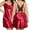 Large size women's simulated silk suspender skirt simple homewear ice silk silk pajamas sexy fashion pajamas