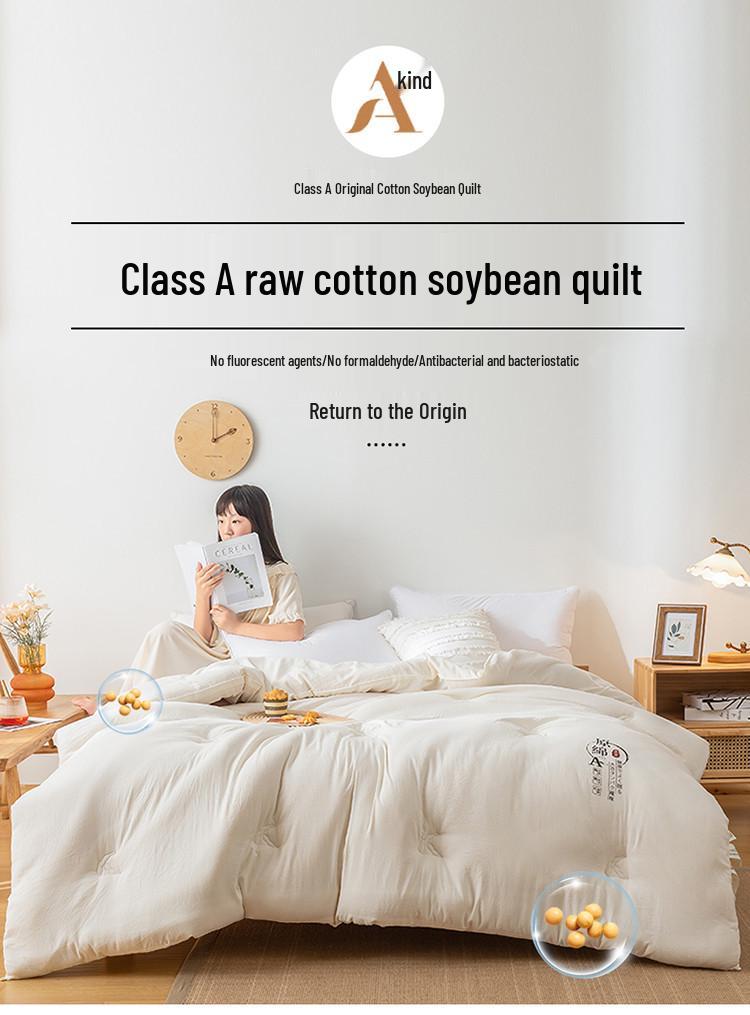 Thickened Soy Fiber and Cotton Quilt for Autumn/Winter - Warm, Washable Bedding for Single/Double Beds
