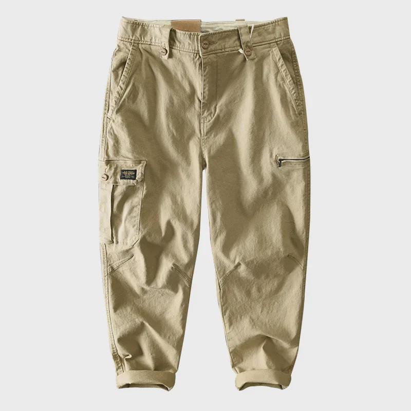 Pánské bavlněné ležérní montérky s více kapsami na podzim a zimu