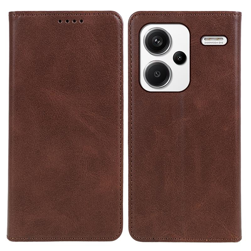 

For Xiaomi Redmi Note 13 Pro+ 5G Case Shockproof PU Leather Wallet Cell Phone Cover Brown
