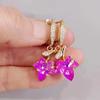 Korea Pink Zircon Maple Leaf Drop Earrings for Women Fashion Gold Color Earring Jewelry Wedding Party Accessories