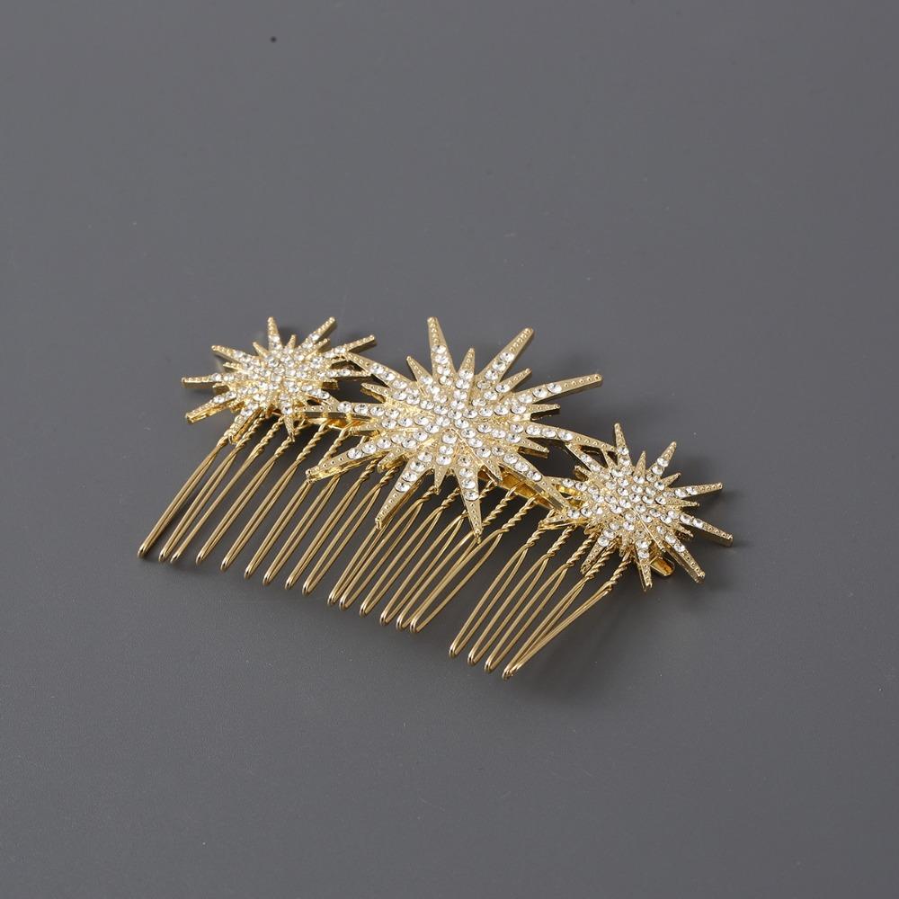 

Crystal Star Women Bridal Headdress Elegant Rhinestone Crystal Hair Comb Tiara Style Head Jewelry Bridesmaid Gift золотой