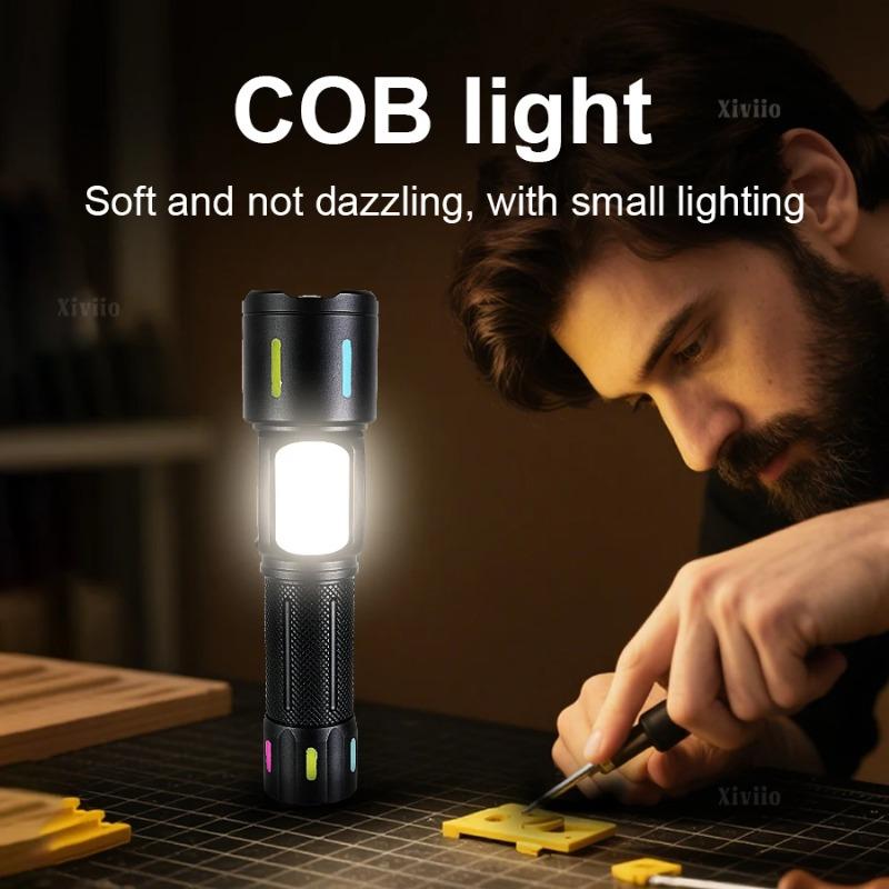 Newest Upgrade LED Flashlight With COB Light Long Shot 2000M USB Type-C Rechargeable LED Torch High Power Outdoor Flashlights