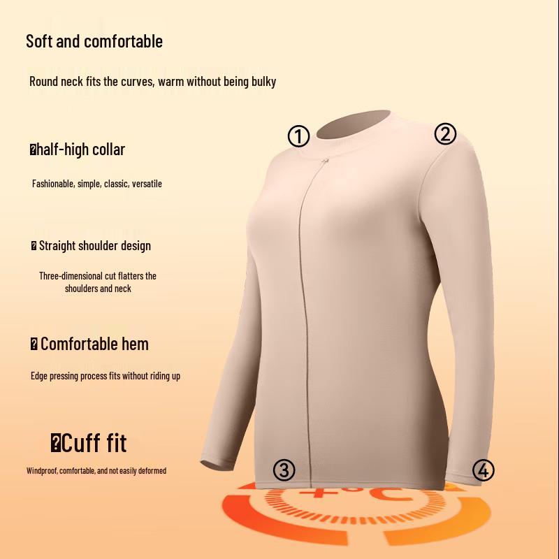 GUJIN Women's Double-Brushed Thermal V-Neck Top