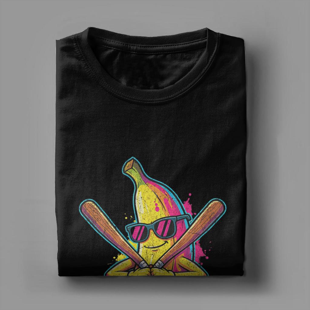 Banana Funny Baseball Unisexs T Shirt  Vintage Tees Short Sleeve O Neck TShirts Cotton Plus Size Clothes