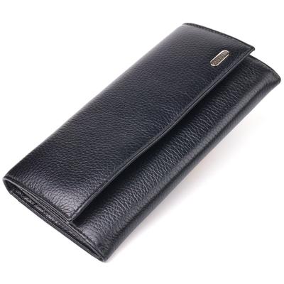 Women's Roomy Wallet Made of Genuine Grained Leather CANPELLINI Wallet 21625 Black