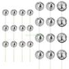 24TE 24pcs Discos Mirror Ball Cake Insert Cupcake Toppers Ornament for Themed Parties