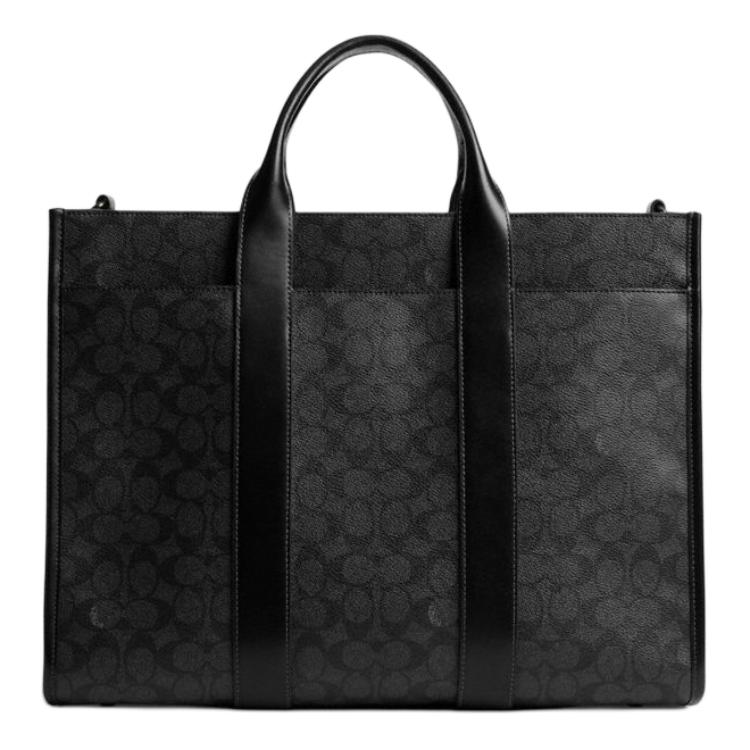 Coach Wesley 41 Logo Zip Closure Tote Bag Unisex Tote Bag Charcoal-Gray CY772-CHR