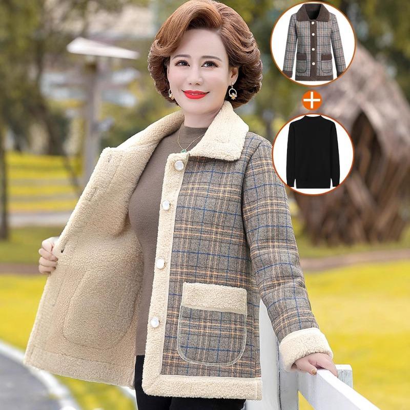 Mid-winter coat short jacket middle-aged and elderly women's clothing autumn and winter new tops
