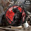 Samurai Wall Art Round Metal Sign Japanese Decor Aluminum Print