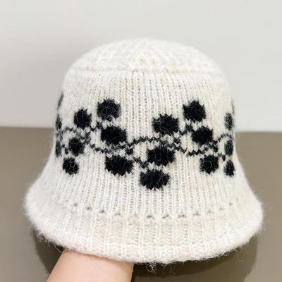 Jacquard Wollmütze Damen Winter Warm und Kalt Eimerhut