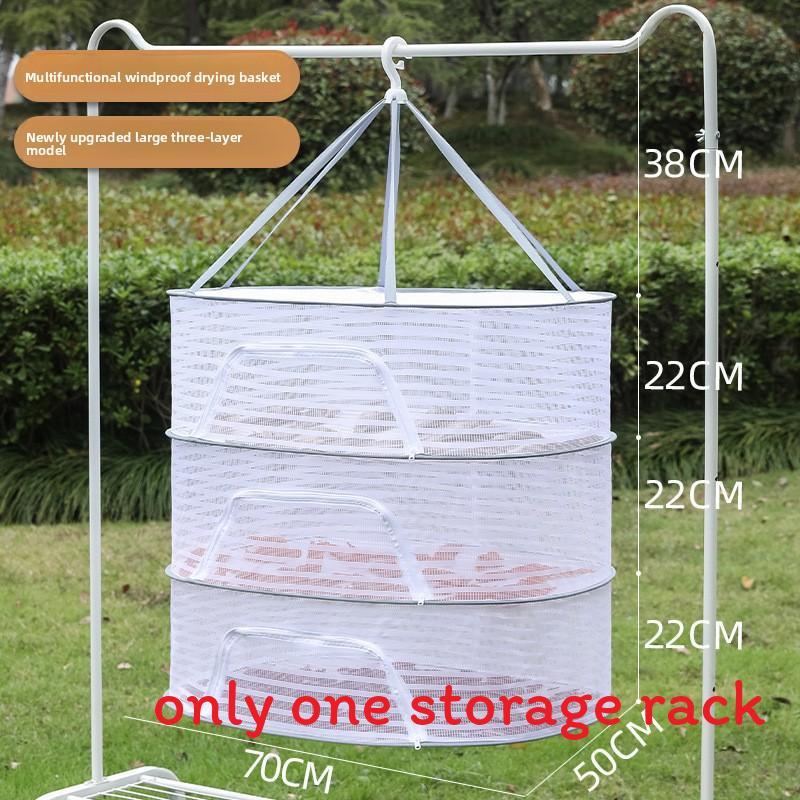 Collapsible Double Layer Clothing Drying Basket With Breathable Fabric For Home Use