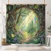 Whimsical Forest Shower Curtain Set Magical Butterfly Woods Waterproof Bathroom Shower Curtain Lush Green Nature Print Fairyhome