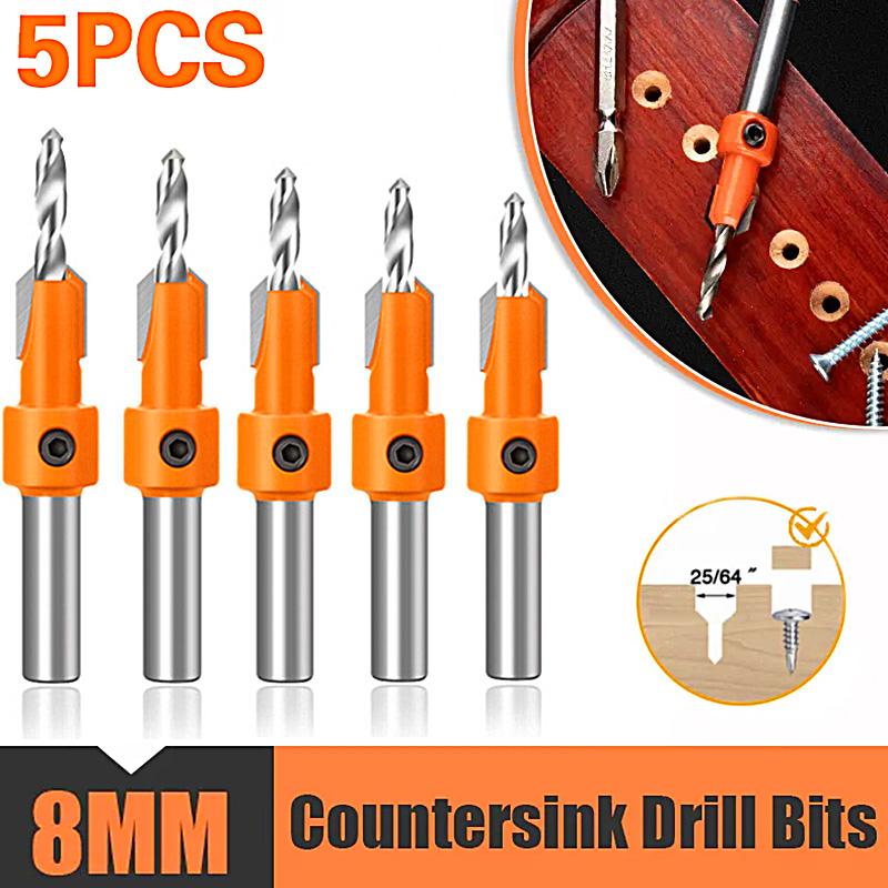 

5Pcs/Set Ladder Shank Woodworking Screw HSS Screw Hex Drill Bit Counterskink Hex Carpentry