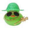 Duck Ornament Squeaky Car Dashboard Decoration Set Funny Yellow Duck Figure with Cowboy Hat Sunglasses Golden Chain Decor
