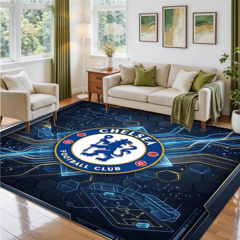 Chelsea FC Design Crystal Velvet Rug Soft Decorative Mat for Bedroom Entrance