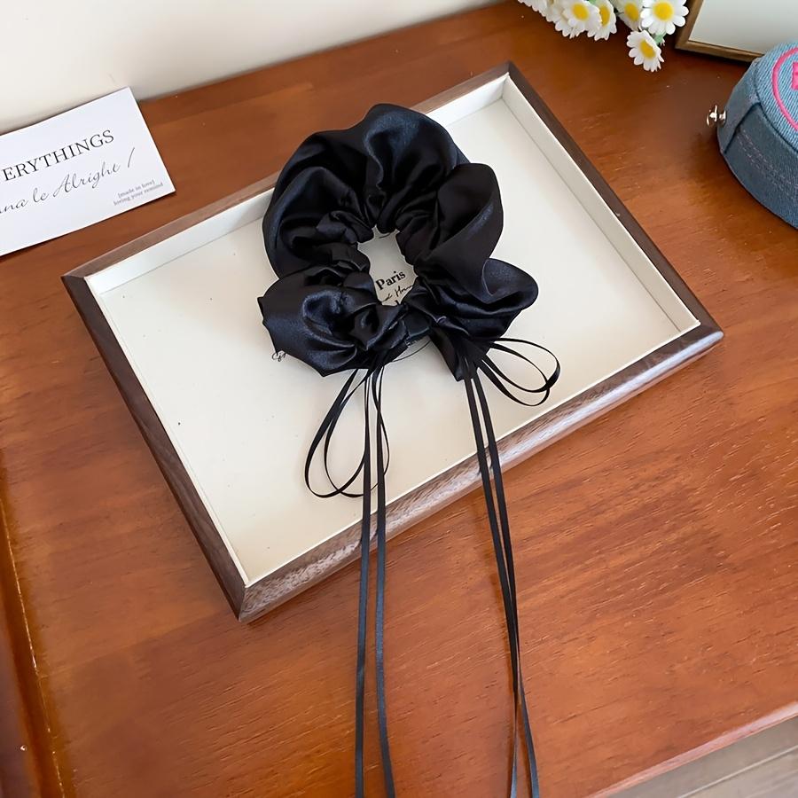 1Pc French Ballet Style Satin Bow Ribbon Hair Ring for Women to Tie Ponytail Hair Rope Temperament Hair Rope Hair Accessories