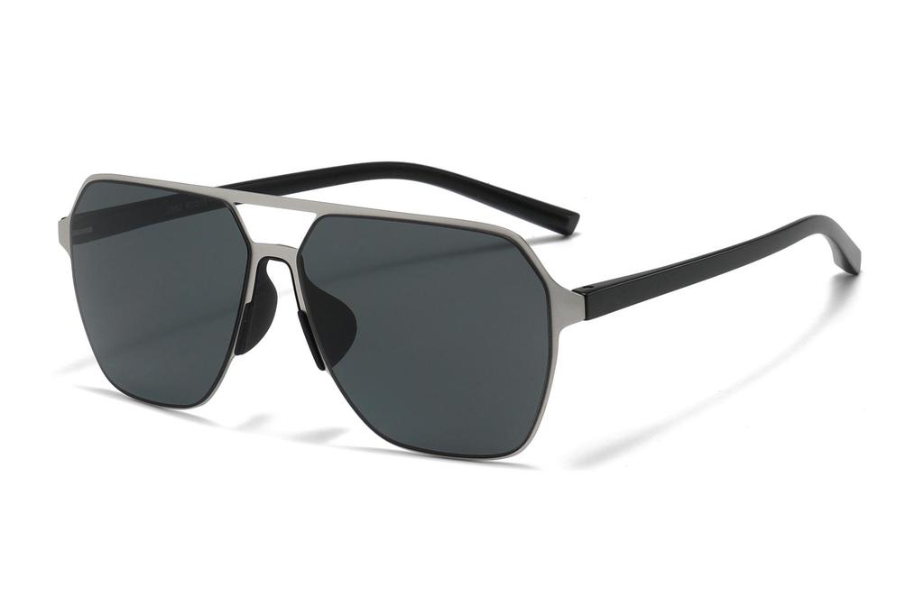 Fashion 2026 Square Frame Polarized Sunglasses for Men - Double Bridge, UV Protection, Ideal for Outdoor Driving
