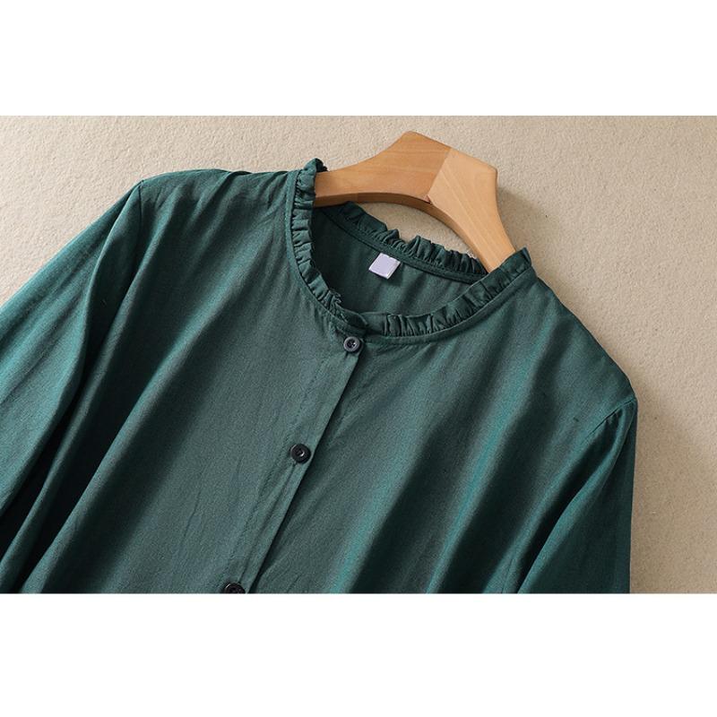 Autumn Artistic Loose Splicing Solid Color Long Sleeve Dress for Women