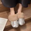 Real rabbit fur slippers for women~ 2025 autumn and winter new versatile one-pedal lazy outer wear Mao Mao drag women Baotou drag