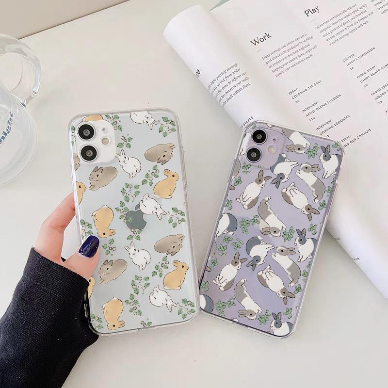 Cartoon Cute Rabbit Animal Clear Phone Case for Iphone 7 8 Plus SE 2020 11 12 13 Pro Max X XS MAX XR Back Soft Transparent Cover