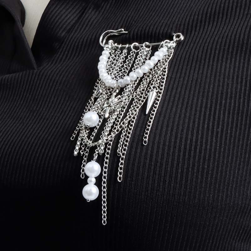 2026 Exaggerate Long Tassel Chain Brooch Women Handmade Beaded Many Layer Chain Multi Functional Fixed Pin Pants Clothes Decor
