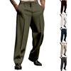 Mens Pleated Front Dress Pants Wrinkle Free Casual Work Chinos Pants Stretch Regular Fit Straight Leg Formal Trousers